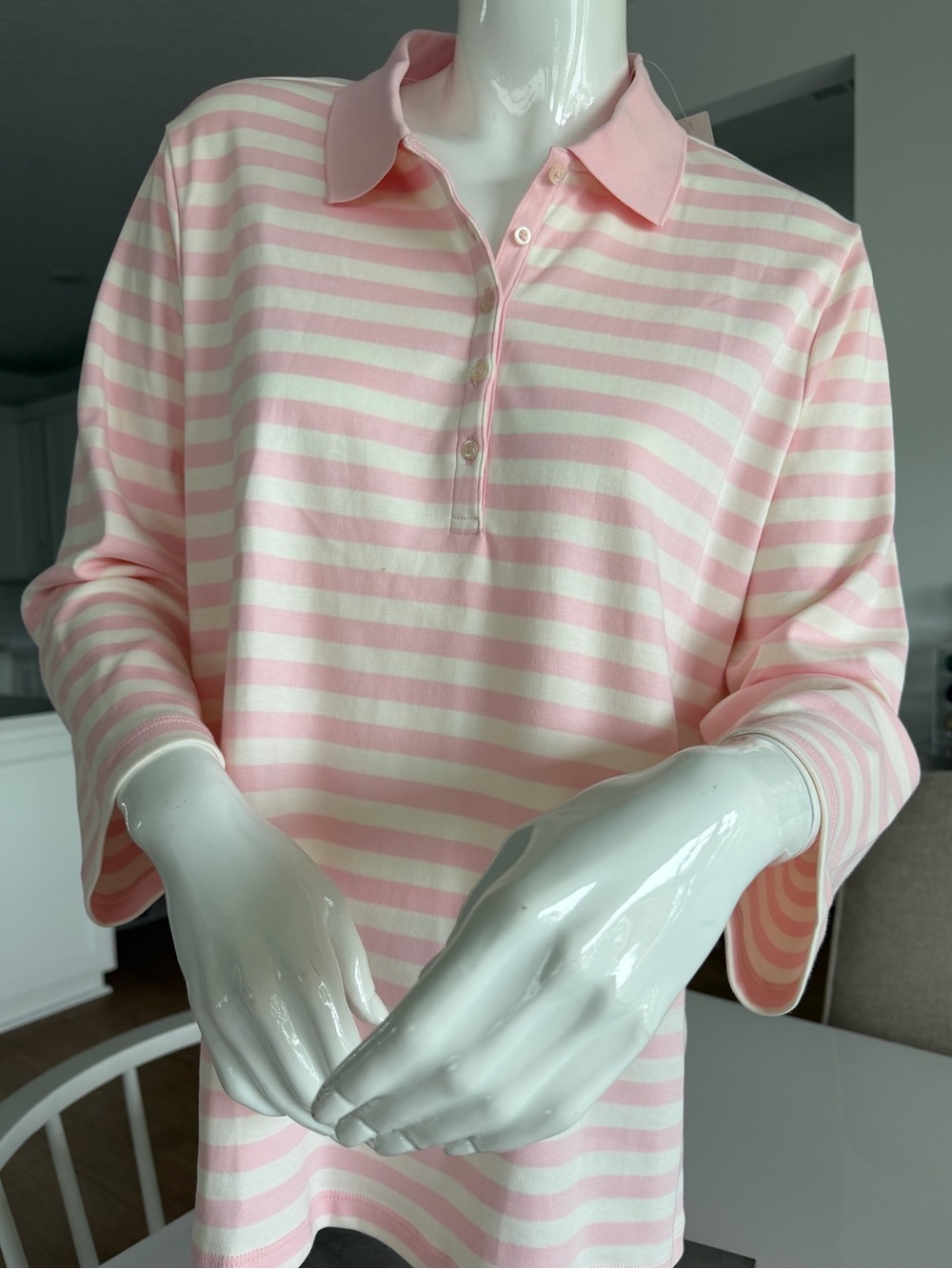 Lands End stretchy soft cotton polo 3/4 sleeve